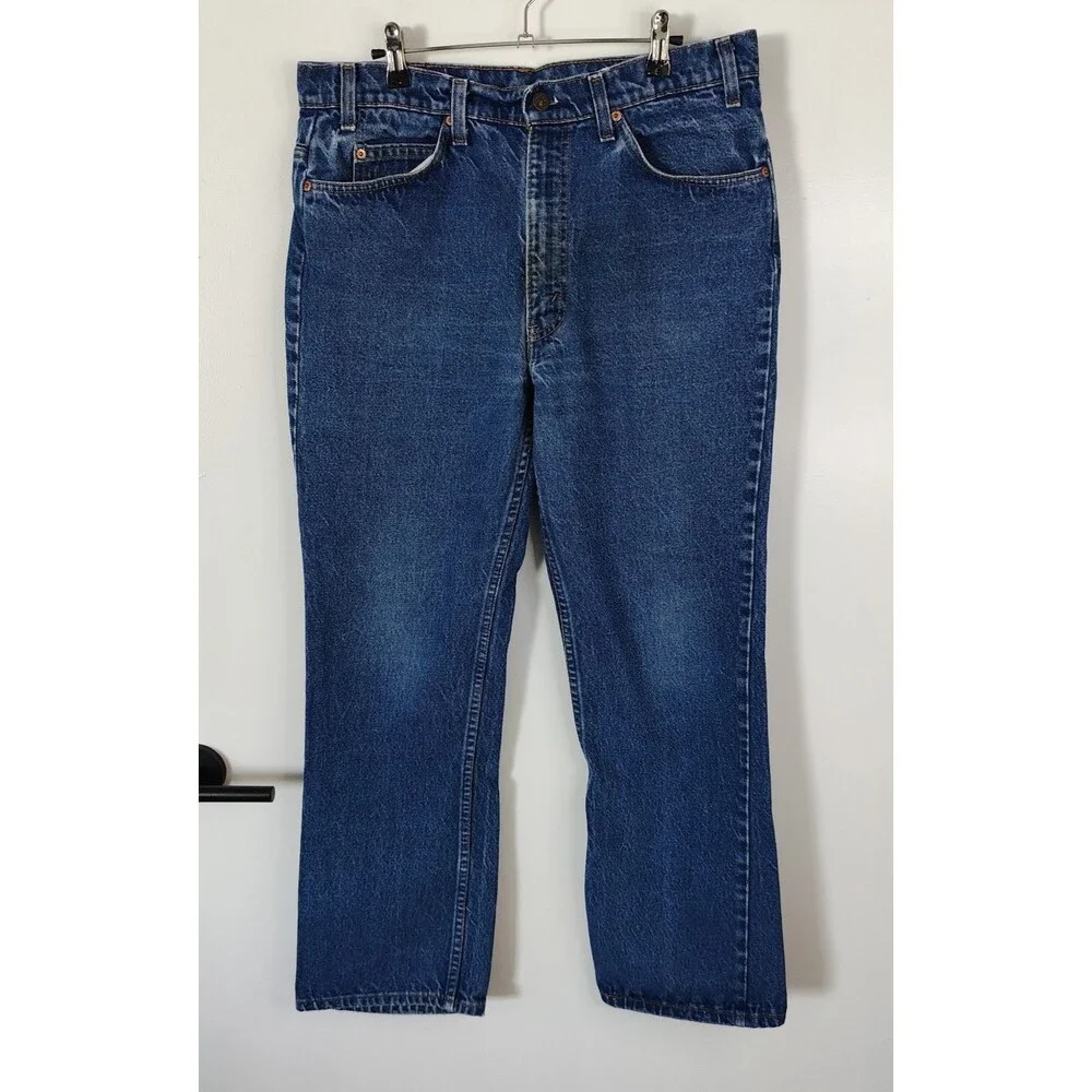 Vintage 80s Levis Orange Tab 575 Blue Denim Jeans Size 33x29 (Tag 36x31) USA